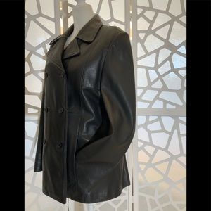 Andrew Mark Leather Double Breasted Short Coat